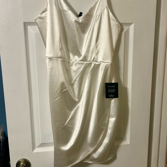 Lulu's White Satin Mini Dress - Picture 4 of 6
